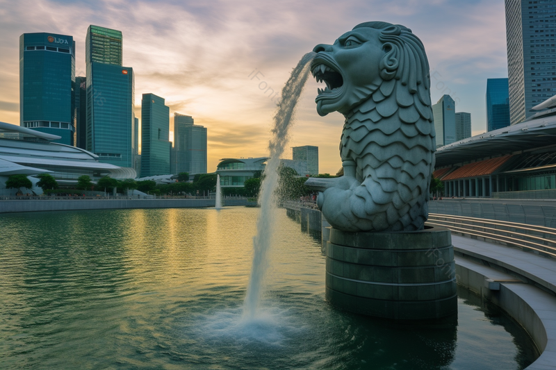 新加坡鱼尾狮公园著名景点城市建筑,高清,摄影图,摄影图片,图片大全,摄影图免费下载